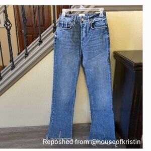 Anine Bing Distressed Button Fly Blue Flare Jeans Size 27